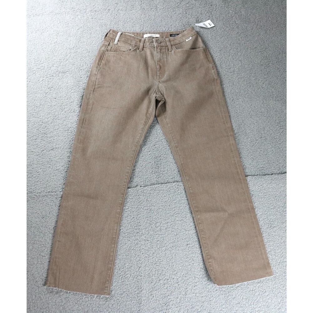 New Mavi Jeans Womens 26 Brown High Rise Straight Leg Denim Raw Hem